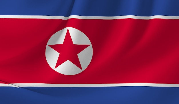 Illustration of NORTH KOREA flag with wavy effect