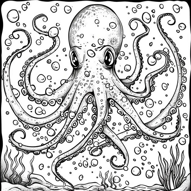 Photo an illustration of an octopus with the word octopus on it