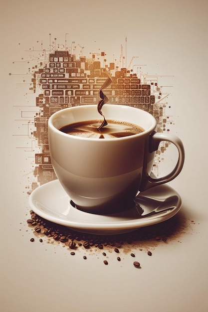 illustration_of_a_coffee_in_a_mug_with_coffee_beans