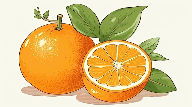 Photo an illustration of oranges and a lemon on a white background.