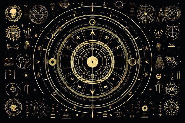 Photo illustration of ornament horoscope backgrounds diagram architecture