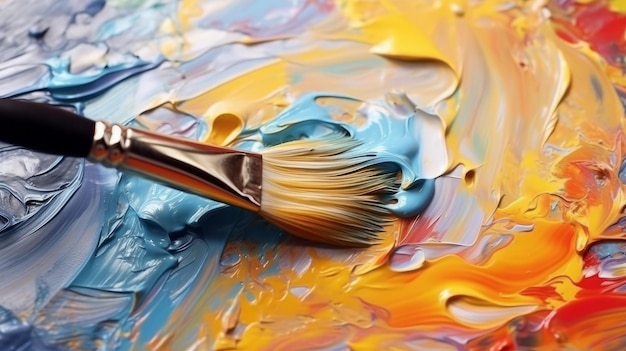 Illustration of a paintbrush on a paint palette