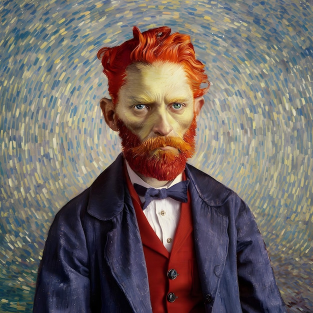 Photo illustration painting of portrait of vincent van gogh