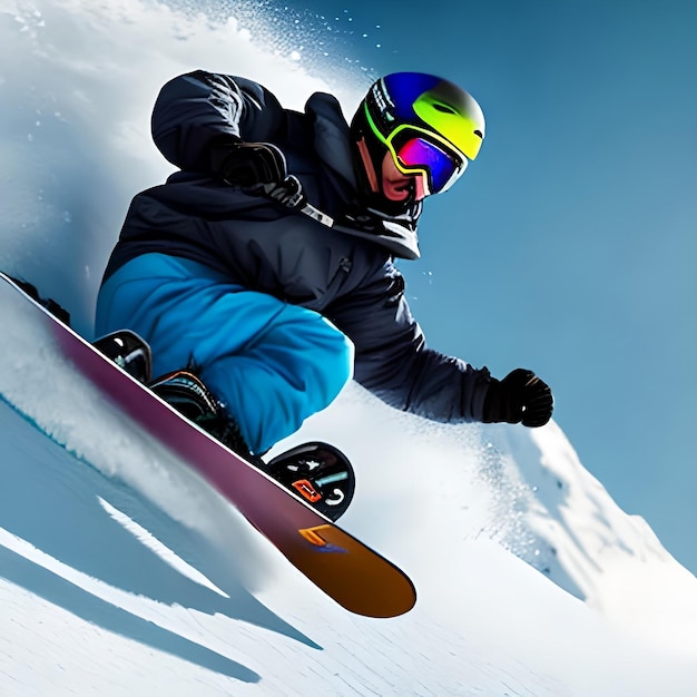 illustration painting of snowboarding on white background The snowboarder man doing a trick