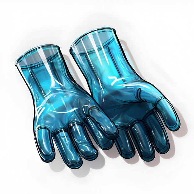 Illustration of a pair of blue medical gloves on a white background