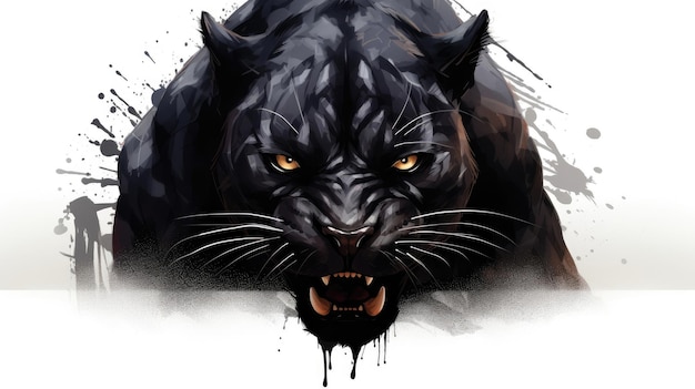 Illustration of panther on a white background with copy space