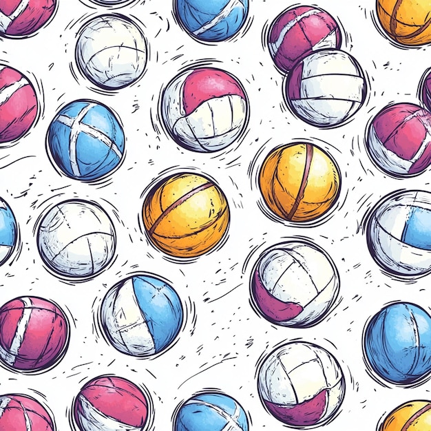 Photo illustration pattern with sports club volleyball items