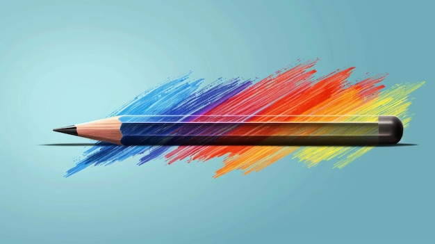 Illustration of a pencil with colorful drawing strokes showcasing creativity and artistic expression