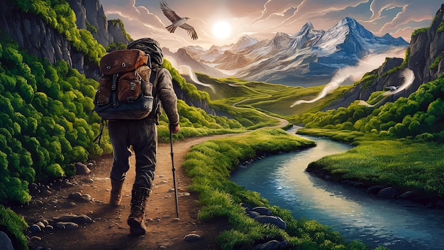 Illustration people of hiking