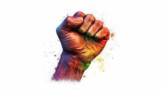 Illustration of a person raising their fist in a gesture of protest or solidarity