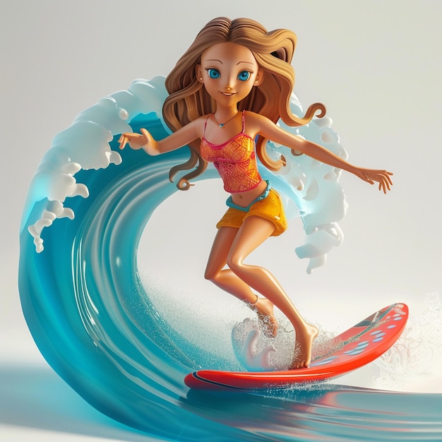 illustration of a person surfing in the sea