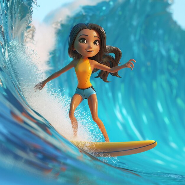 illustration of a person surfing in the sea