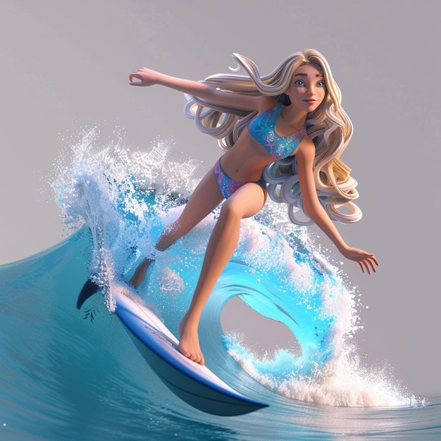 illustration of a person surfing in the sea