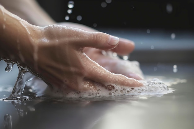 illustration person washing hands with soap ai generative