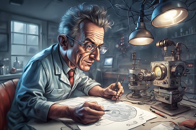 Illustration photo of a crazy professor's passionate work