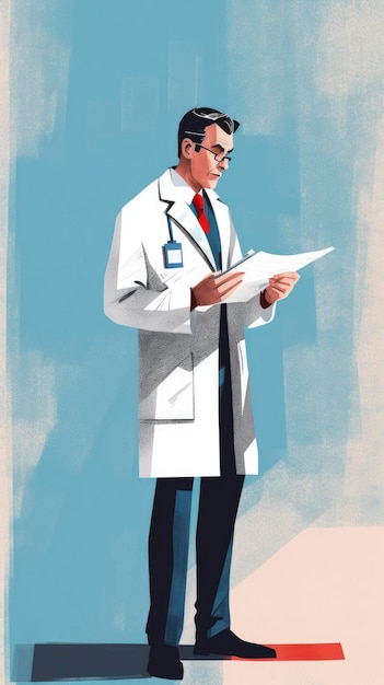 Illustration of physician looking at clinical diagnoses Generative ai