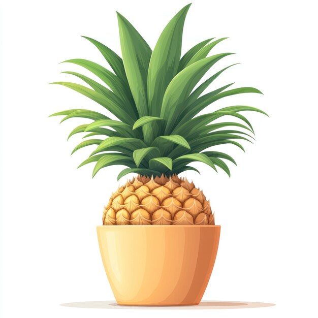 Photo illustration of a pineapple plant in a pot