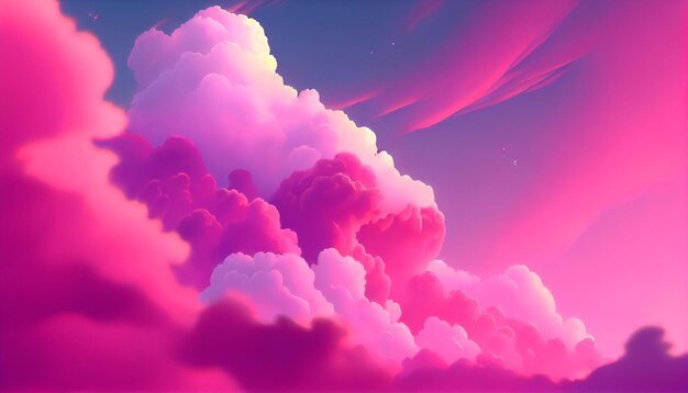 An illustration of a pink sky with fantasy pink clouds in it Generative AI