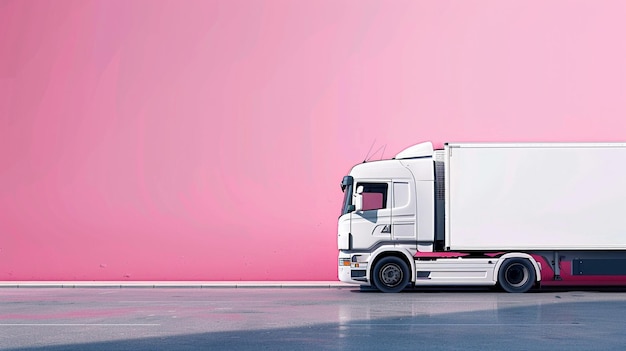 illustration of a pink truck on a pink background