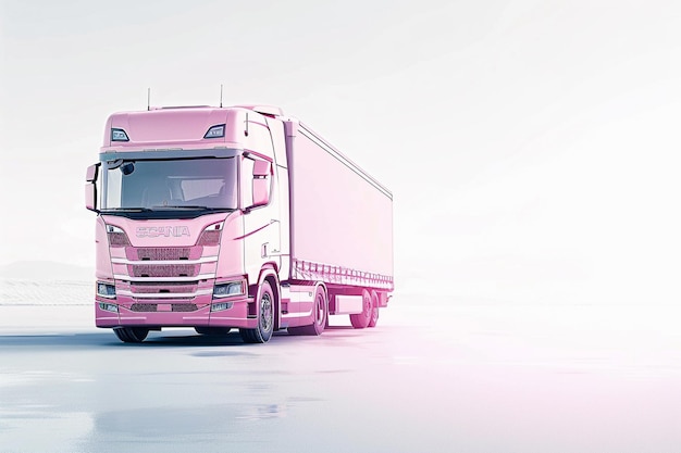 illustration of a pink truck on a white background