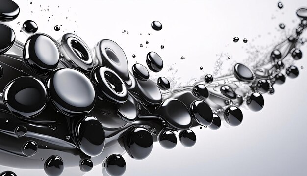 Illustration of pitch black liquid white background details and texture of the liquid