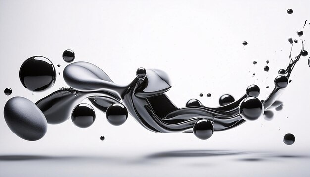 Illustration of pitch black liquid white background details and texture of the liquid