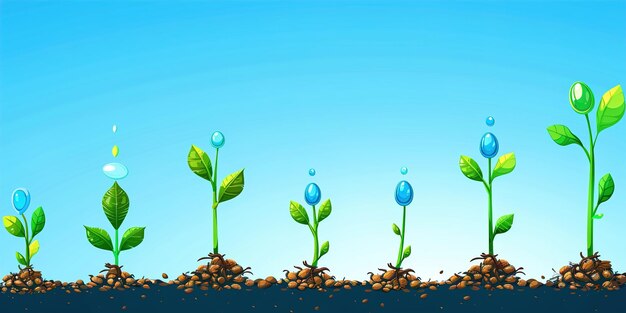 Photo illustration of plant growth stages from seed to mature plant