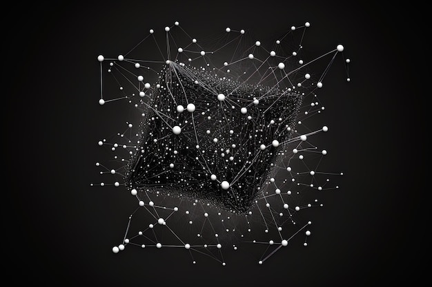 Illustration of the plexus effect using dots and lines on an abstract black backdrop