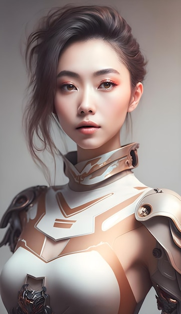 Illustration of a portrait of an Asian girl using AI generative