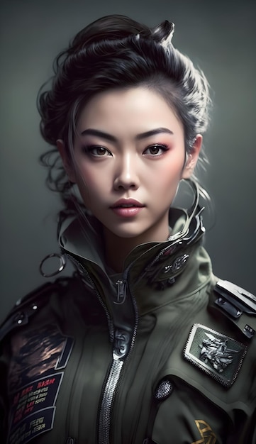 Illustration of a portrait of an Asian girl using AI generative