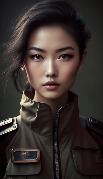 Illustration of a portrait of an Asian girl using AI generative