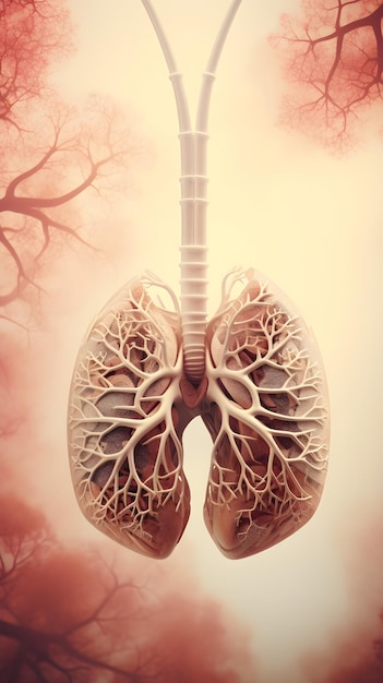 Illustration portrait of the lung organ on an abstract background background image AI generated