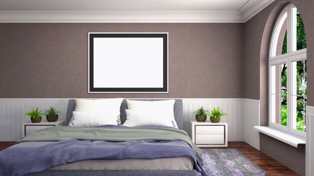 Illustration poster frame in interior background