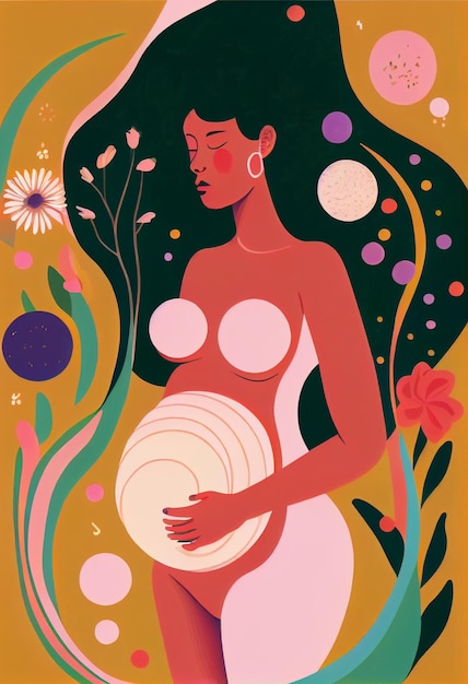 Photo illustration of pregnant young women generative ai