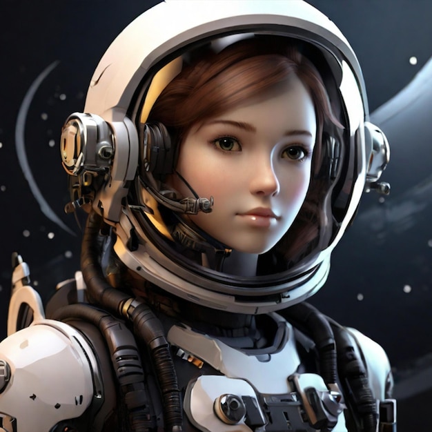 A illustration of an pretty woman astronaut