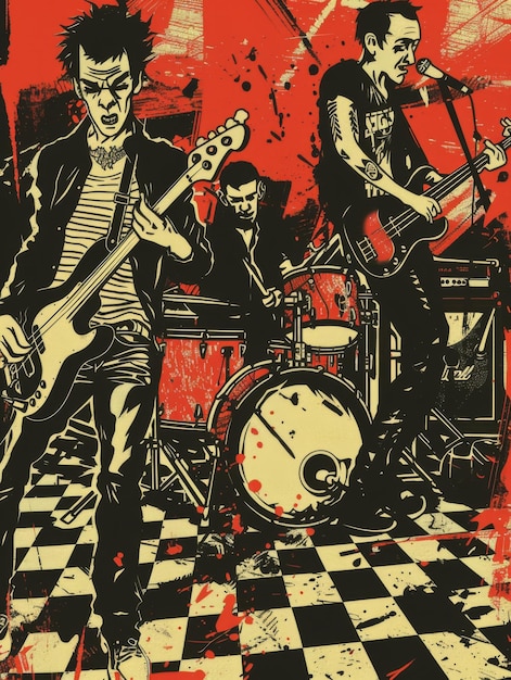 Photo illustration for punk poster or flyer musical anarchy and independence