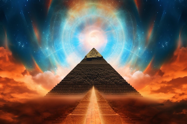 An illustration of a pyramid with a golden triangle in the center.