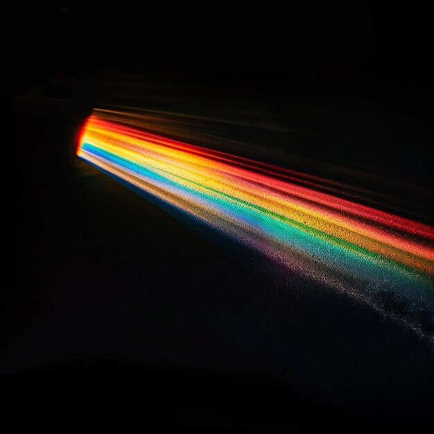 Photo illustration of a rainbow against a black background