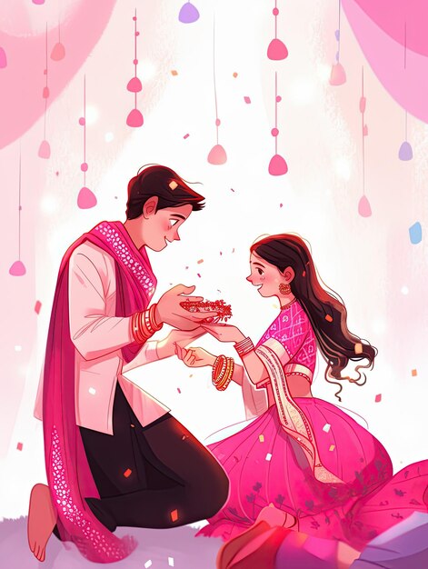 Photo illustration raksha bandhan festival in pink