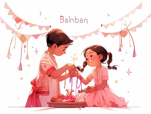 Photo illustration raksha bandhan festival in pink