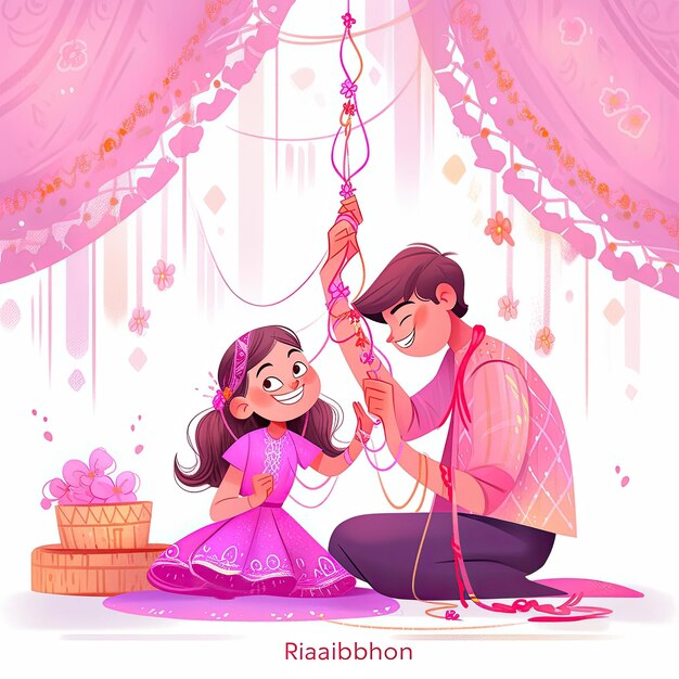 Photo illustration raksha bandhan festival in pink