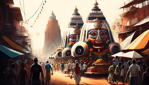 illustration of Ratha Yatra. Lord Jagannath