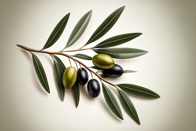 Illustration of a realistic olive branch for use on labels postcards and posters