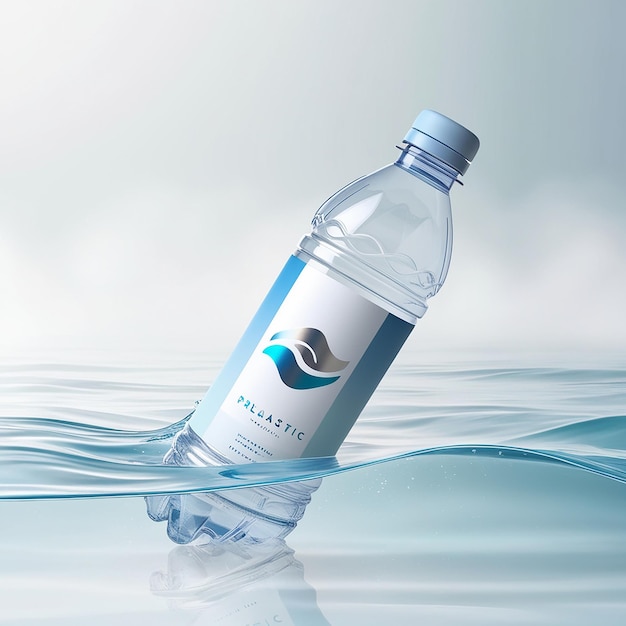 illustration of realistic plastic bottle in White water