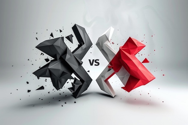 an illustration of a red and black geometric design with the words vs