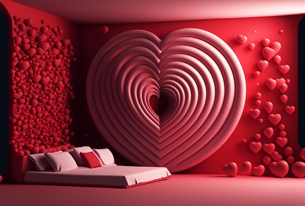 illustration red heart in the interior