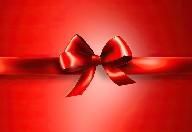 an illustration of a red ribbon with a bow in the style of smooth surface extruded design