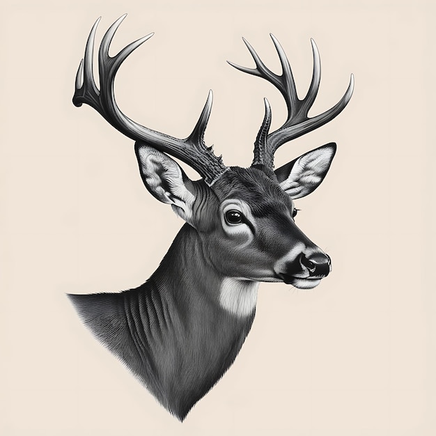 Photo illustration of a reindeer headshot in an engraved style