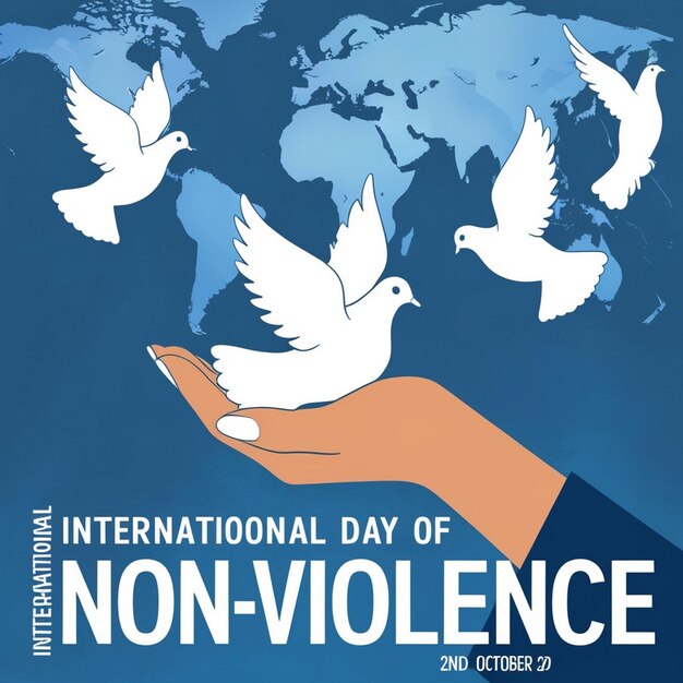 Illustration of releasing flying doves suitable for International Day of Nonviolence