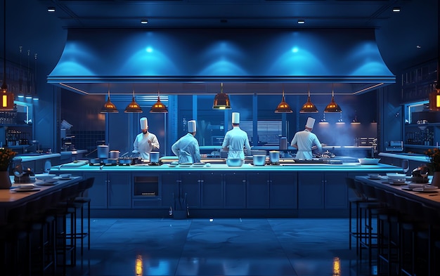 Photo illustration of a restaurant kitchen atmosphere